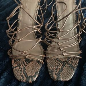 ASOS Brown snakeskin wrap sandals